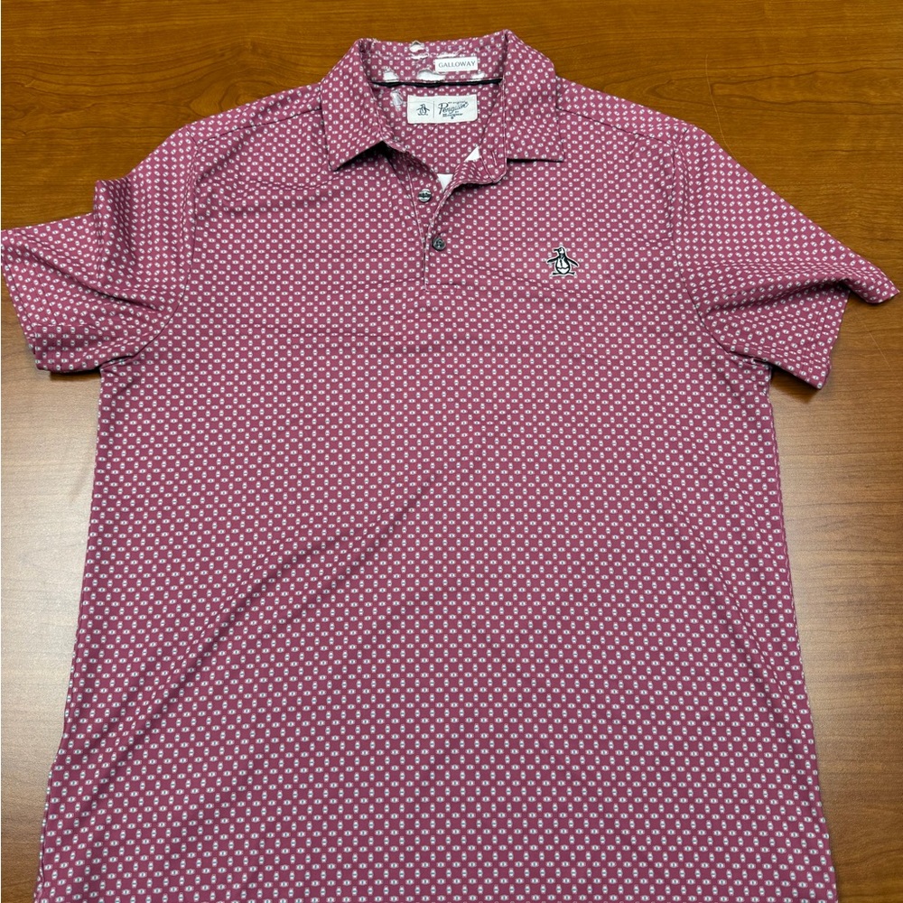 Original Penguin Maroon Patterned Polo Shirt